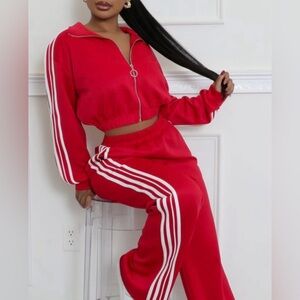 Red Luxe Pant Set